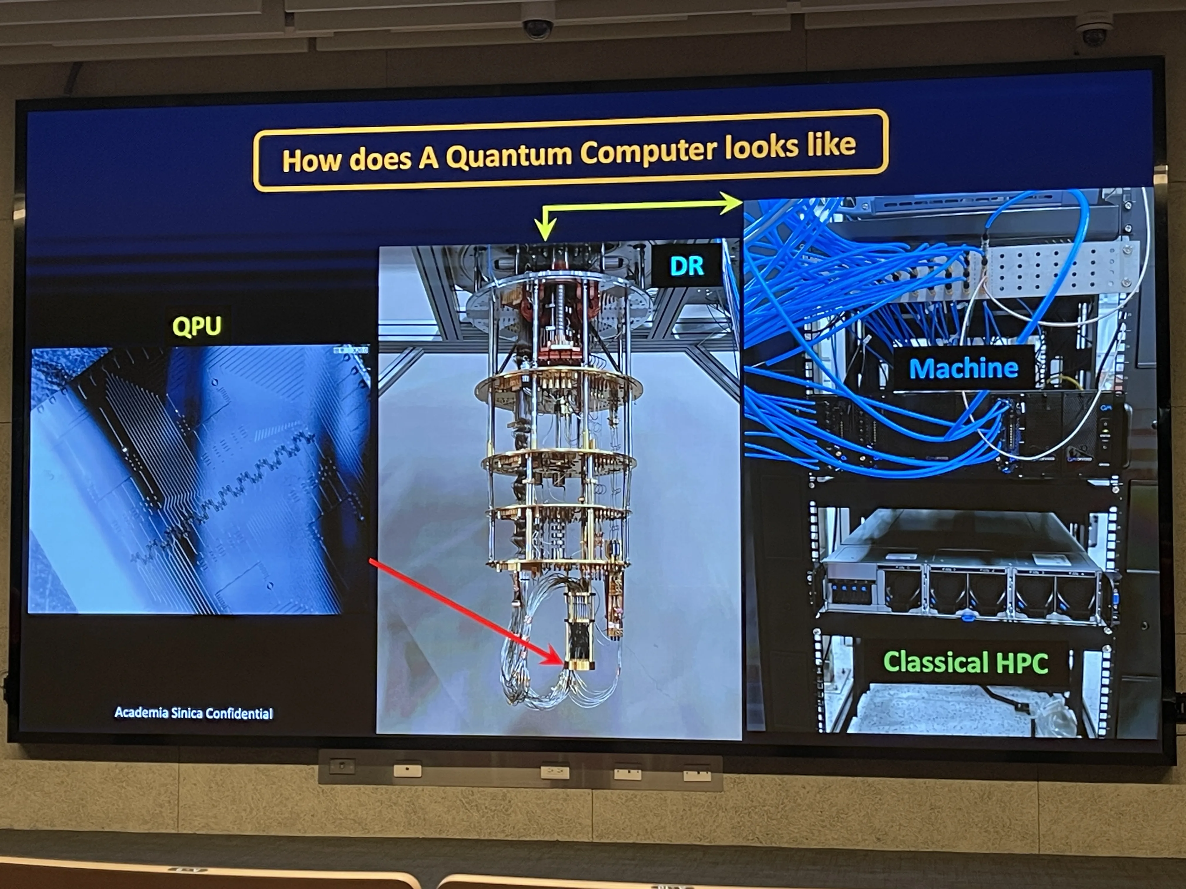QC-Test的QPU、稀釋冷凍機、脈衝控制器與古典運算設備