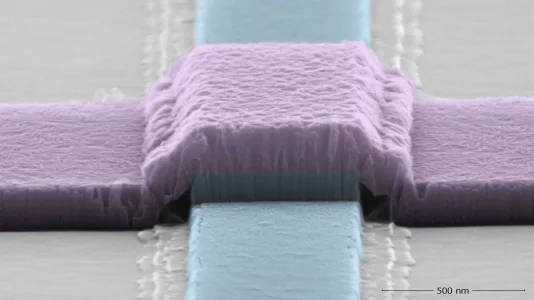 False-color junction micrograph