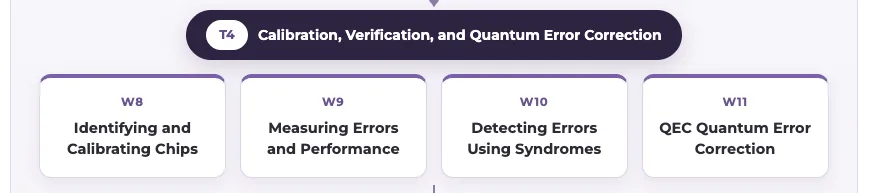 T4 roadmap: Calibration, Verification, and Quantum Error Correction