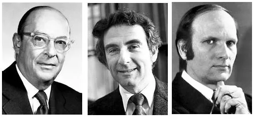 Portraits of John Bardeen, Leon Cooper and John Robert Schrieffer